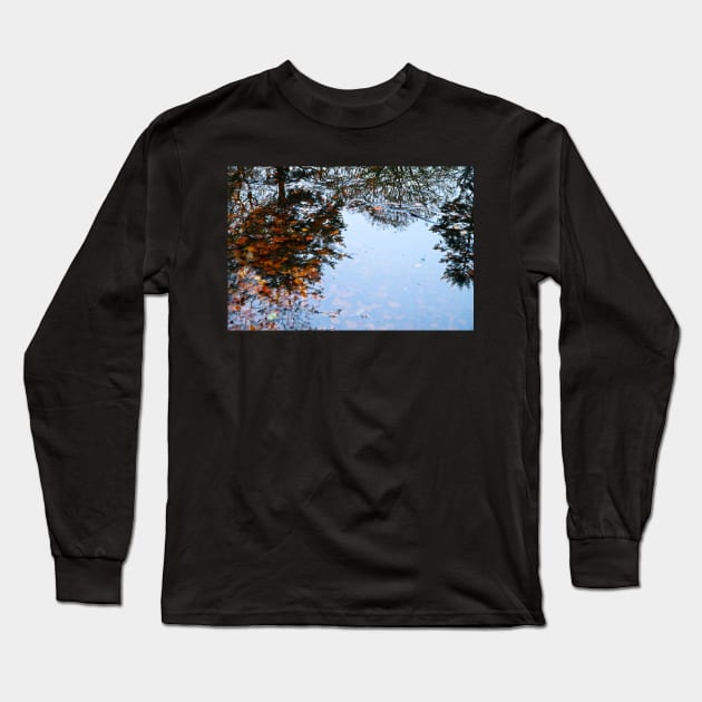 Autumn Lake Water Reflections - Abstract Long Sleeve T-Shirt by Harmony-Mind